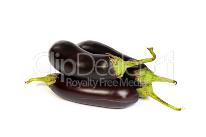 Three large eggplant, over white background