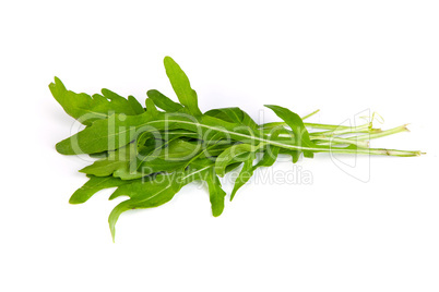 Arugula/rucola  fresh heap leaf on white