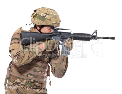 Modern soldier with rifle