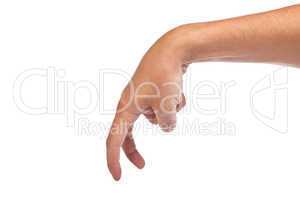 A male hand is showing the walking fingers isolated on white