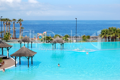 Swimming pool with jacuzzi and beach of luxury hotel, Tenerife i