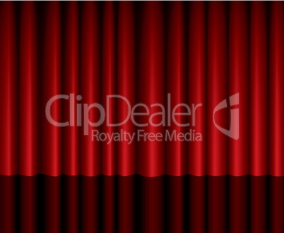 Closed red theater curtain background with reflection , EPS10