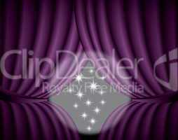 Violet curtain background with spotlight in the center, illustration