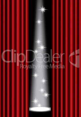 Red theater curtain with spotlight on stage