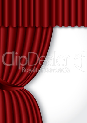 Red theater silk curtain background with wave,