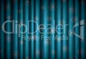 Christmas blue curtain background with snowflakes,