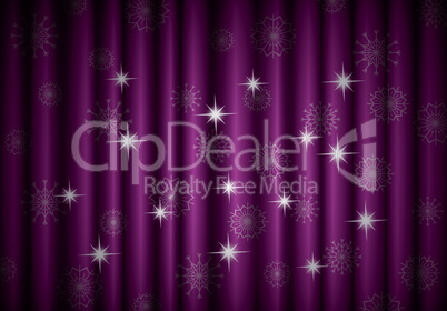 Christmas violet curtain background with snowflakes