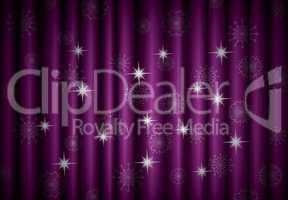 Christmas violet curtain background with snowflakes