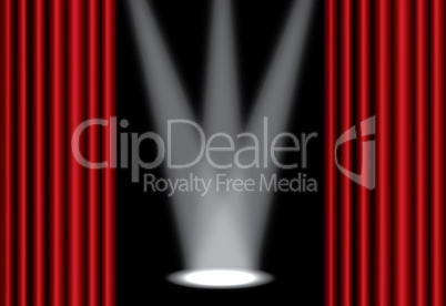 Red theater curtain with spotlight on stage