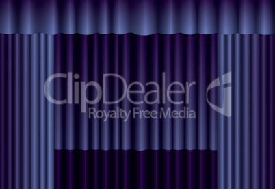 Blue theater silk curtain background with wave