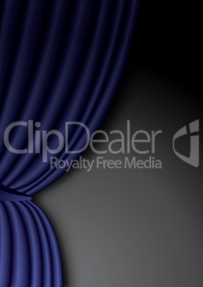 Blue theater silk curtain background with wave