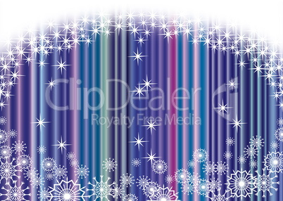 Christmas blue curtain background with snowflakes