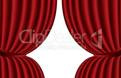 Red theater silk curtain background with wave
