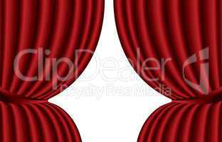 Red theater silk curtain background with wave