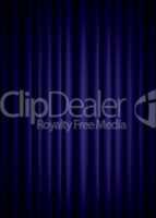 Closed blue theater silk curtain background with wave