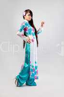 Beautiful asian woman wears a national dress