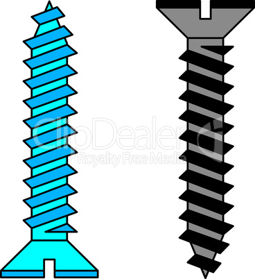 Stainless steel screw. Vector illustration.