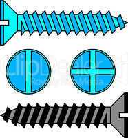 Stainless steel screw. Vector illustration.