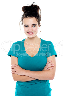 Beautiful casual girl posing confidently