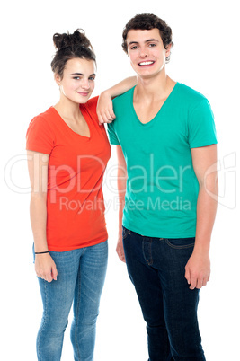 Adorable teenage couple in casuals