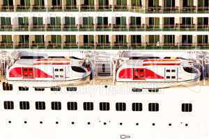 Lifeboats on cruise ships