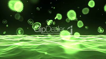 Green virus flowing through bloodstream