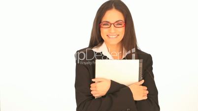 Beautiful smiling woman with laptop