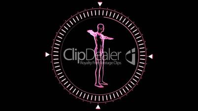 Revolving figure of man man in moving dial circle