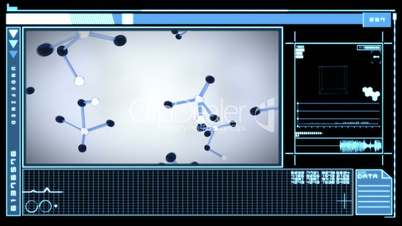 Digital interface showing molecules falling