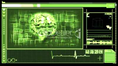 Digital interface featuring revolving brain