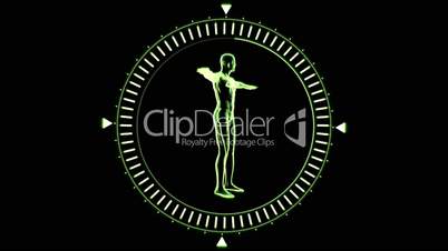 Figure of man revolving in moving dial circle