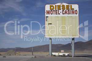 Vintage old gas diesel motel casino sign marquee