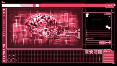 Digital interface featuring revolving pink brain