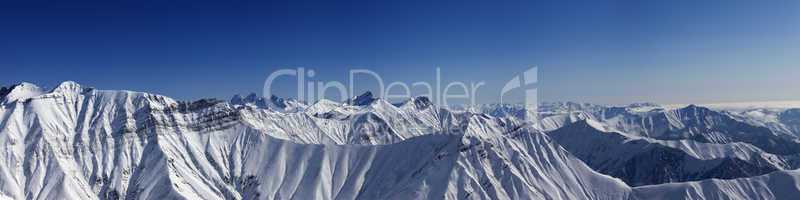 Panorama of winter mountains in nice day