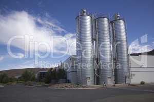 Business office or factory with silos on the side