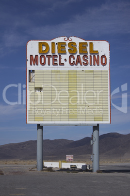 Vintage old gas diesel motel casino sign marquee