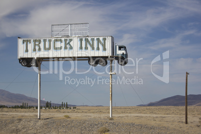 Old abandoned semi truck sign