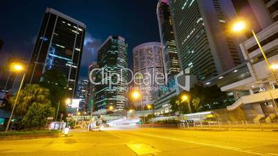 Street traffic in Hong Kong at night, timelapse