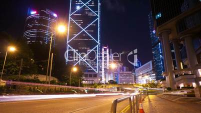 Street traffic in Hong Kong at night, timelapse