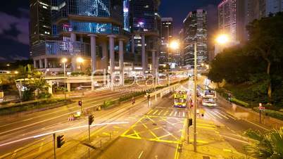 Street traffic in Hong Kong at night, timelapse