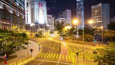 Street traffic in Hong Kong at night, timelapse