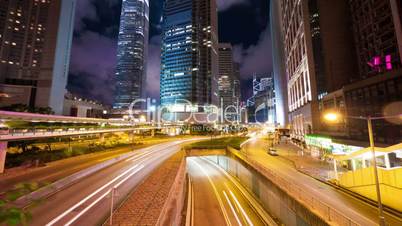 Street traffic in Hong Kong at night, timelapse