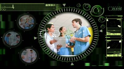 Hand selecting videos of doctors in the hospital