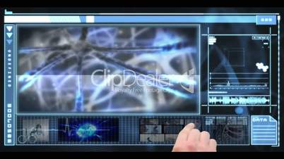 Hand scrolling through medical interface