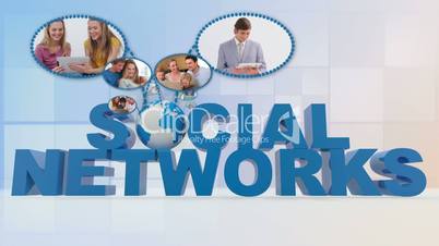 Montage of people using media for social networking
