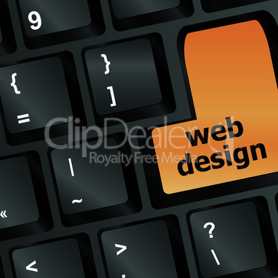 Web design text on a button keyboard