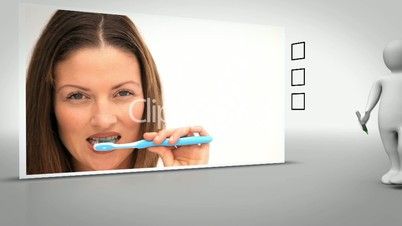 Clip of woman brushing teeth