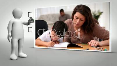 Clip of mother and child doing homework together