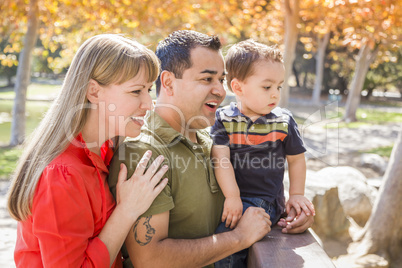 Mixed Race Family Enjoy a Day at The Park