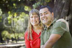 Attractive Mixed Race Couple Portrait at the Park